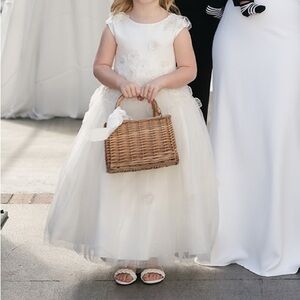 Princess Daliana Emmie Floral Applique Tulle Flower Girl Dress